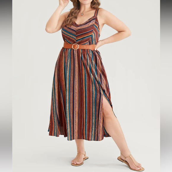 Stripe Brown Dress Adjustable Strap - Picture 4 of 4